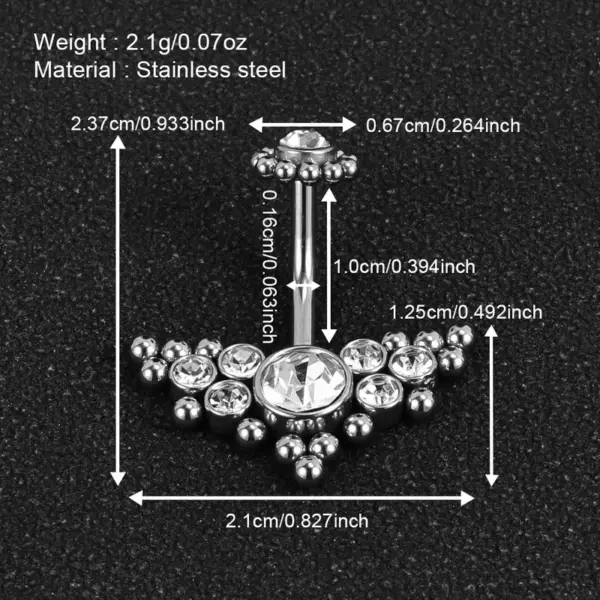 1 Piece Belly Rings Simple Style Classic Style Solid Color 302 Stainless Steel 316 Stainless Steel Polishing Rhinestone Inlay Diamond Belly Rings