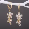 Wholesale 1 Pair Sweet Flower Copper Inlay Artificial Gemstones Earrings