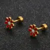 Wholesale Simple Style Flower 304 Stainless Steel No Inlaid Earrings Ear Studs