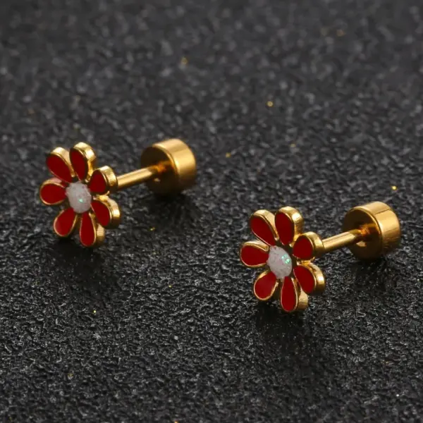 Wholesale Simple Style Flower 304 Stainless Steel No Inlaid Earrings Ear Studs