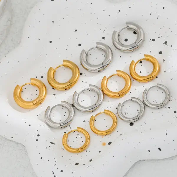 Ion Plating (IP) Round 304 Stainless Steel Casual Simple Style Waterproof Non Tarnish Earrings