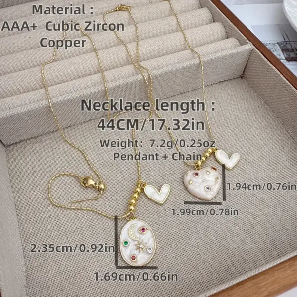 Wholesale Jewelry Simple Style Classic Style Star Heart Shape Copper Zircon 18K Gold Plated Multi Charms Pendant Necklace