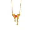 Wholesale Titanium Steel Copper Plating Heart Shape Flower Bow Knot Pendant Necklace