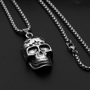 Skull star + titanium steel chain