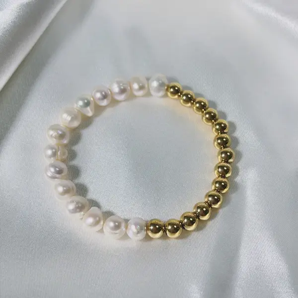 Wholesale Elegant Color Block 304 Stainless Steel Freshwater Pearl Bracelets In Bulk