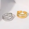 Wholesale PVD Coated Real Gold Plated Geometric Stainless Steel Simple Style Waterproof Non Tarnish Open Ring
