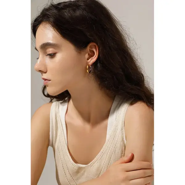 1 Pair Simple Style Round Plating 304 Stainless Steel Stainless Steel Earrings