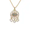 Wholesale Yiwu Foreign Trade Copper Zircon Ornament Wholesale European And American Copper Plated Real Gold Love Fatima Devil's Eye Necklace