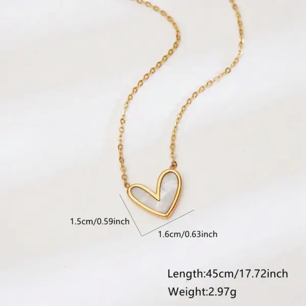 Wholesale 304 Stainless Steel Plastic Asymmetrical Heart Shape Ion Plating (IP) Acrylic 18K Gold Plated Cute Sweet Waterproof Non Tarnish Inlay Gold Pendant Necklace
