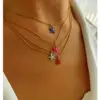 304 Stainless Steel Starfish PVD Coated Enamel Real Gold Plated Retro Simple Style Waterproof Non Tarnish Surgical Steel Bamboo Necklace Lobster Trigger Clasp Closure White Red Pendant Necklace