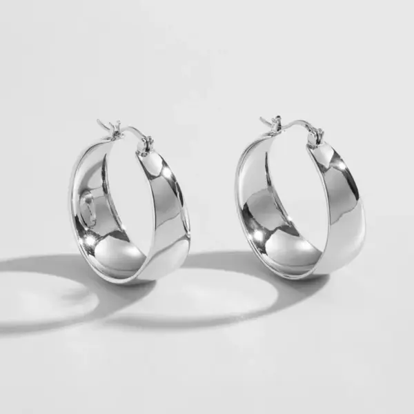 304 Stainless Steel Solid Color Plating Retro Hoop Earrings For Women'S
