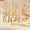 Wholesale PVD Coated Real Gold Plated Letter 304 Stainless Steel Simple Style Waterproof Non Tarnish 304 Stainless Steel Pendant Necklace