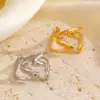 Wholesale Ion Plating (IP) 18K Gold Plated Irregular 304 Stainless Steel IG Style Simple Style Waterproof Non Tarnish Open Rings