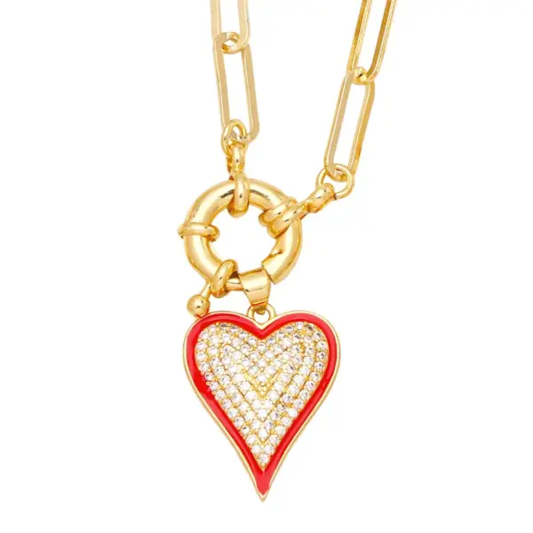 Wholesale Fashion Heart Copper 18k Gold Plated Necklace In Bulk
