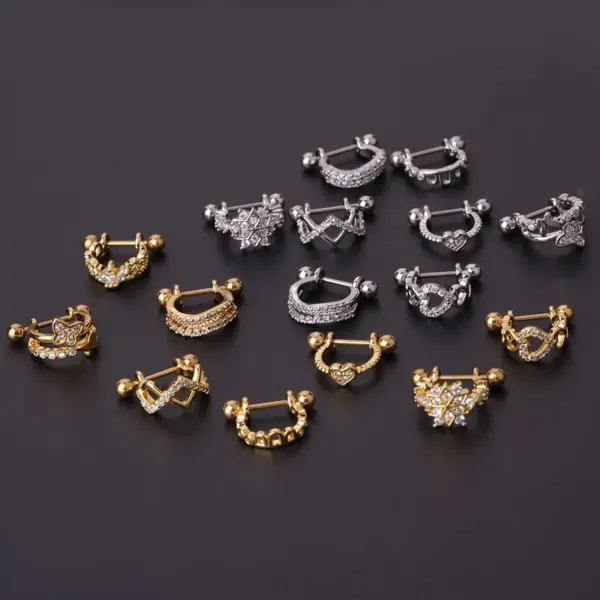 Ear Cartilage Rings & Studs Fashion Crown 316L Stainless Steel Copper Plating