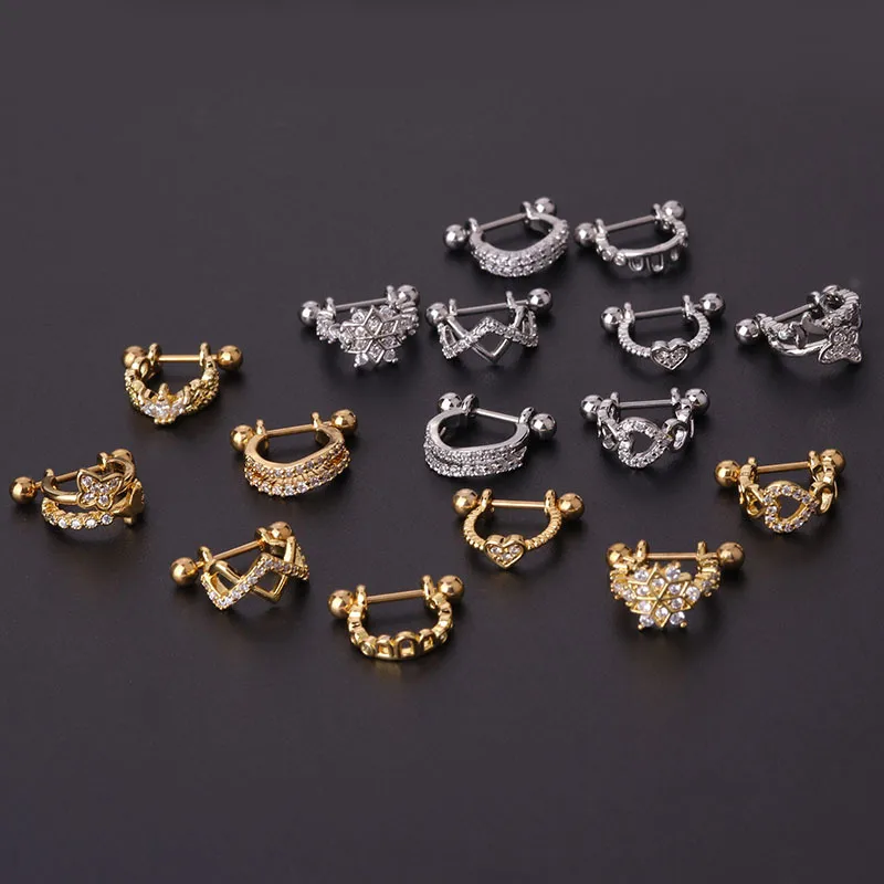 Wholesale Ear Cartilage Rings & Studs Fashion Crown 316L Stainless Steel Copper Plating