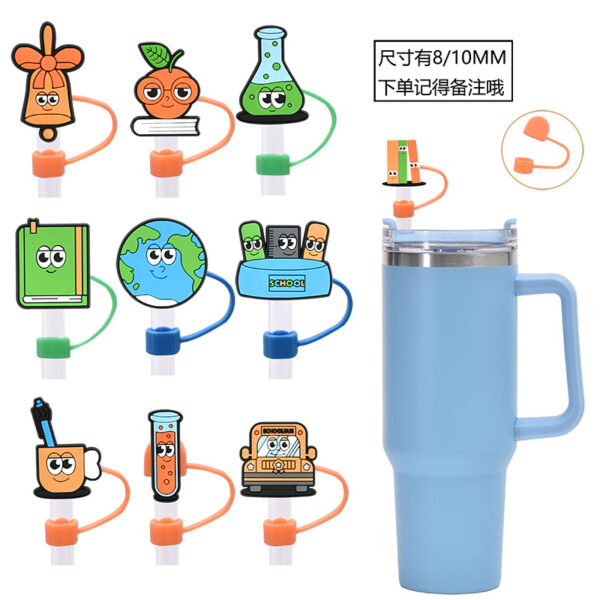 Wholesale Random 100pcs 10MM school series dust plug cup straw accessories