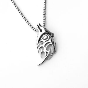 Hollow wolf head + stainless steel chain