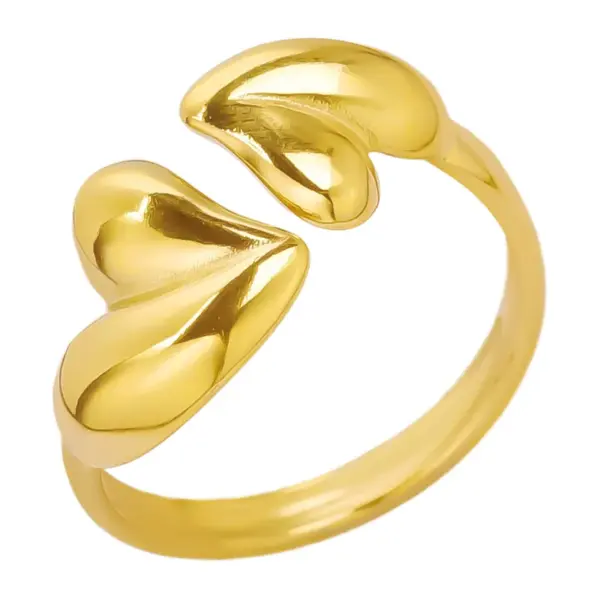 Wholesale Ion Plating (IP) Real Gold Plated 18K Gold Heart Shape 304 Stainless Steel Simple Style Waterproof Non Tarnish Open Rings