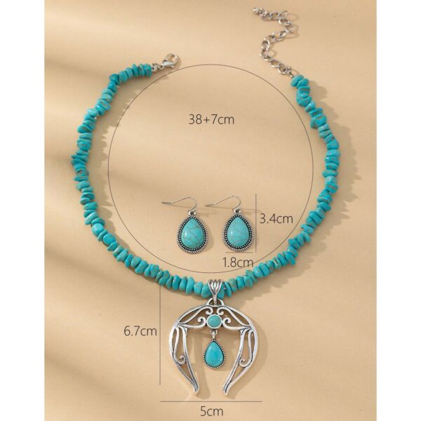 oly-7c8c044156d3368a8522f5bcfb120066 Wholesale Cross-Border European and American New Retro Water Drop Necklace Turquoise Earrings Western Style Exaggerated Turquoise Necklace Manufacturer