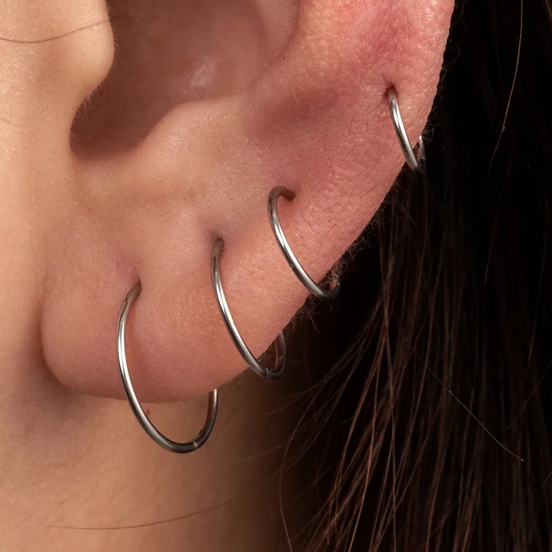 Wholesale 316 Stainless Steel Round IG Style Hoop Earrings For Women's
