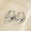 Wholesale PVD Coated 18K Gold Plated Oval 304 Stainless Steel Simple Style Waterproof Non Tarnish Earrings
