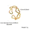 Wholesale PVD Coated Real Gold Plated 18K Gold Heart Shape 304 Stainless Steel Sweet Waterproof Non Tarnish Open Ring
