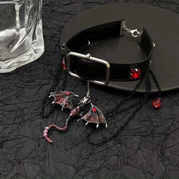 oly-7c90e9068492db8d5f94330967a90c8f Wholesale Dark style small flying dragon tassel bead pendant collar necklace female niche personality sweet cool fashion all-match clavicle chain