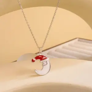 Xl2664 Christmas Moon Necklace / Silver