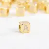 Wholesale Hot Sale Copper Set Zircon Plated 18K Real Gold Dice Pendant Personalized Small Cube 26 English Letter Necklace