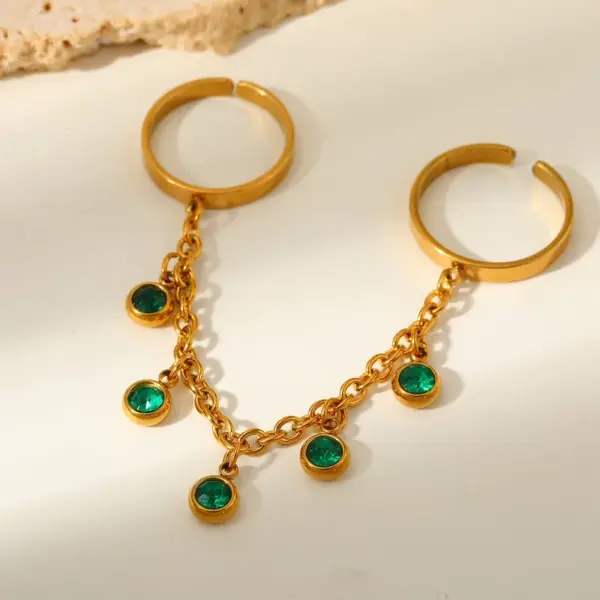 Wholesale Jewelry Elegant Luxurious Lady Round 304 Stainless Steel Rhinestones PVD Coated Plating Inlay Rings