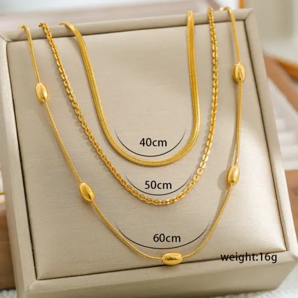 Wholesale Ion Plating (IP) Geometric 304 Stainless Steel Hip-Hop Streetwear Waterproof Non Tarnish 304 Stainless Steel Three Layer Necklace