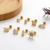 1 Piece Copper Zircon Ear Cartilage Rings & Studs Sector Snowflake Waterproof Non Tarnish Surgical Steel