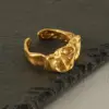 PVD Coated 18K Gold Plated Solid Color Folds Stainless Steel Elegant Retro Waterproof Non Tarnish Open Ring