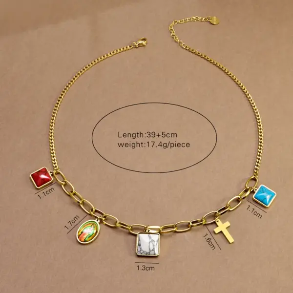 Vacuum Plating 18K Gold Plated Cross Heart Shape 304 Stainless Steel Y2K Sweet Pendant Necklace