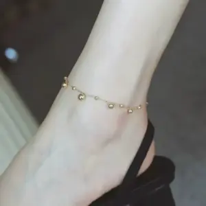 J05056- Large and Small Gold Beads - Anklet - Gold