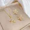 Wholesale PVD Coated Real Gold Plated Star Titanium Steel Copper Simple Style Waterproof Non Tarnish Earrings Necklace