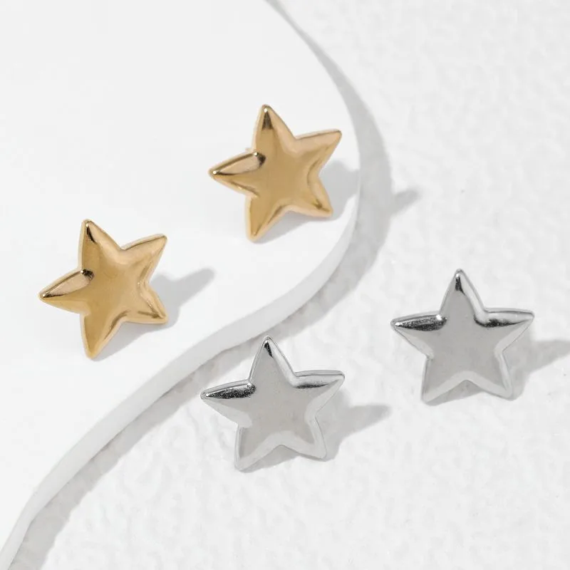 Wholesale PVD Coated 18K Gold Plated Star Stainless Steel IG Style Artistic Waterproof Non Tarnish Ear Studs