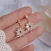 Wholesale Korean Copper Micro-set Zircon Crystal Flower Earrings Female