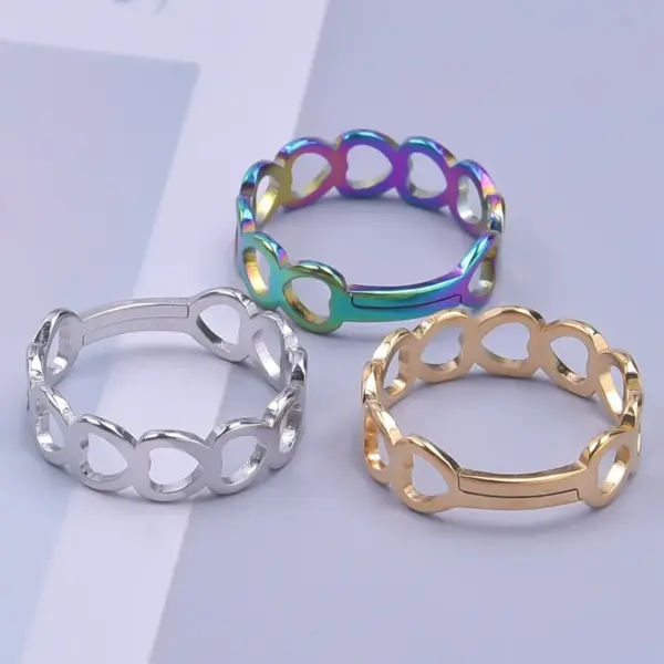 oly-7cab2239735e1a8e245041c931a35582 Wholesale PVD Coated Real Gold Plated 18K Gold Solid Color 304 Stainless Steel Commute Waterproof Non Tarnish Rings