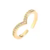Wholesale Retro Oval Waves Heart Shape Copper Gold Plated Zircon Open Rings In Bulk