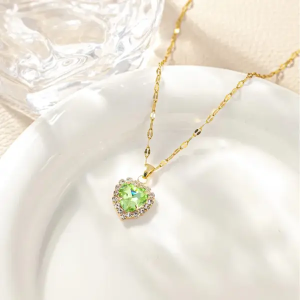 Wholesale Jewelry Simple Style Classic Style Heart Shape Copper Rhinestones K Gold Plated Vacuum Plating Inlay Stupid Chain Pendant Necklace