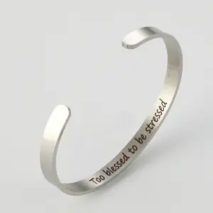G2545 Steel Color Inner Ring Lettering Too Blessed to Be Stressed