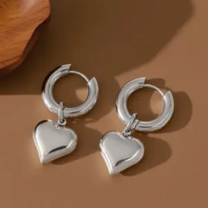 E03049-Love-Earrings-Steel Color
