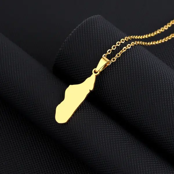 Wholesale Water Plating 18K Gold Plated Map Stainless Steel Ethnic Style Simple Style 304 Stainless Steel Pendant Necklace Long Necklace