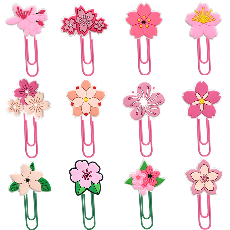 Wholesale Random Student Paper Clip Pink Peach Blossom Bookmark