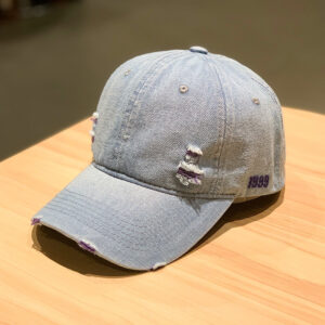 1999 hole Denim baseball cap-purple / Adjustable