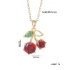 Wholesale Jewelry IG Style Glam Cherry 304 Stainless Steel Copper Zircon Inlay Pendant Necklace Cable Chain