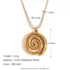 Stainless Steel Curve Solid Color PVD Coated 18K Real Gold Plated IG Style Plating Cable Chain Gold Pendant Necklace