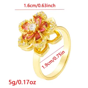 Jz16 Rotating Red 5-Leaf Flower / Adjustable Opening